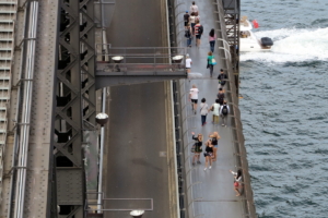 2014.12.28 Meryl, Andreea, and Frida from Sydney Harbour Bridge Tower, Sydney, Australia  